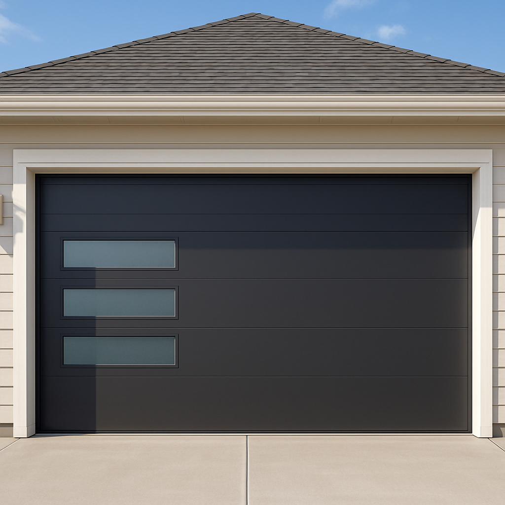New modern garage door after installation